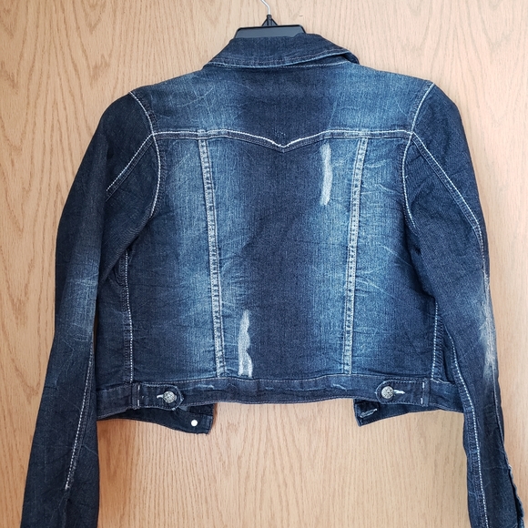 Vanity dk wash stretch jean jacket sz L - Picture 3 of 6